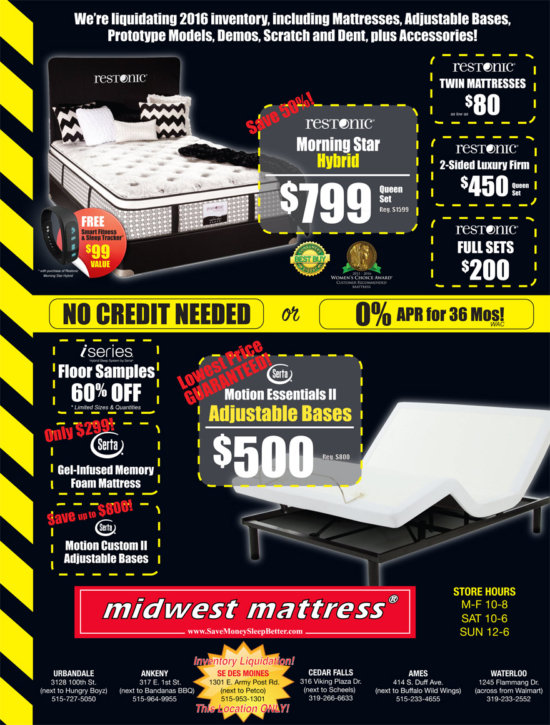 2016 Liquidation - Midwest Mattress